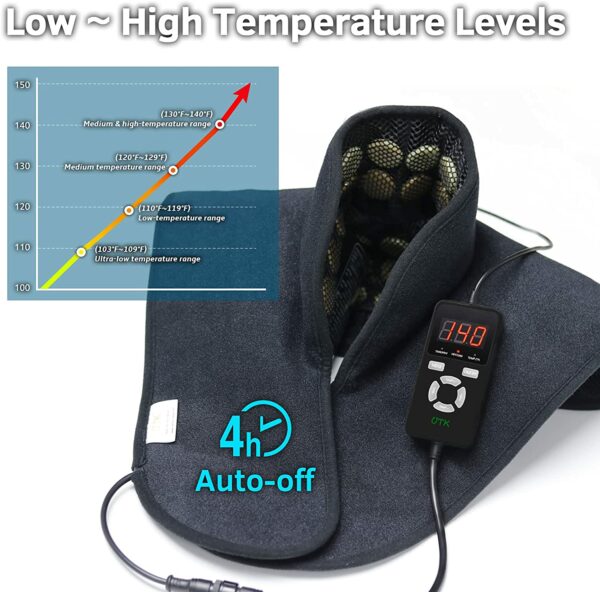 UTK Jade and Tourmaline Neck And Shoulder Heat Pad Temperature Range and Timer